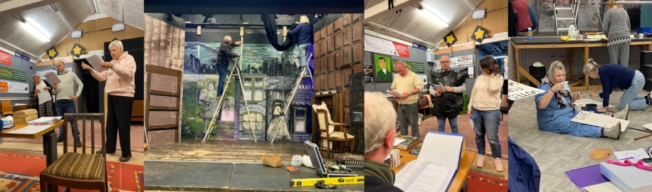 pictures of our people building sets and rehearsing